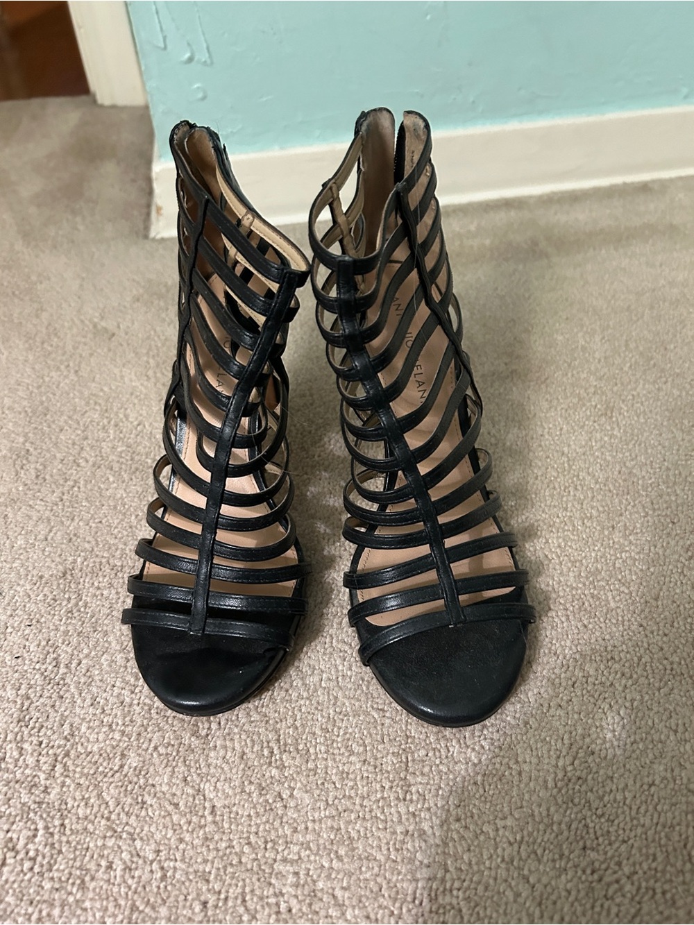 Strappy Cage High Heel Sandals - Black